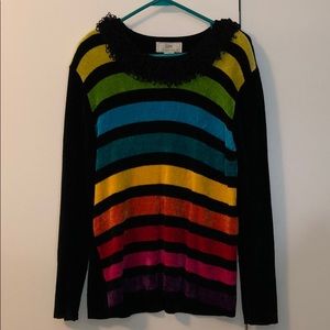 Striped “Lisa International” Knit Sweater
